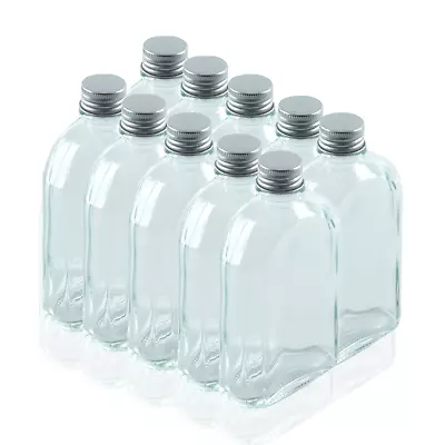 £11.95 • Buy 10 X 250ML GLASS FLASK BOTTLES WITH SCREW CAP LIDS POCKET FLASK SLOE GIN VODKA