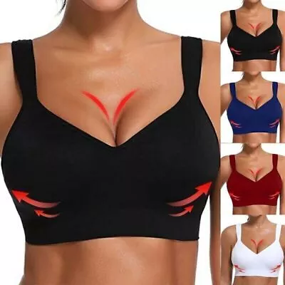 Woman Sports Comfort Push Up Padded Bra Shapewear Stretch Comfy Crop Tops Vest- • £11.69