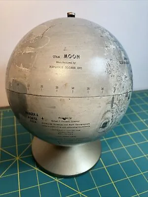 RARE Vtg 1963 Metal Moon Globe  Replogle Showing Moon Landing Spots 8  Tall • $145