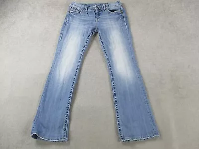 Miss Me Jeans Womens 30 Blue Denim Boot Cut Western Embellished Pockets Stretch • $34.99