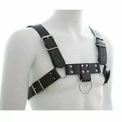 Men's Leather Chest Harness Costume Gay Interest Fancy Buckles Exotic Clubwear • $30.55