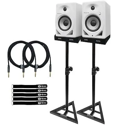 Pioneer DJ DM-50D-W/CMXEG White Studio Monitor Speakers W Stands • $290.40