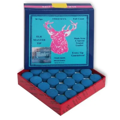 50 Elk Master Billiard Pool Cue Tips By Tweeten Fibre Co.-1 Box-Choose Your Size • $29.46