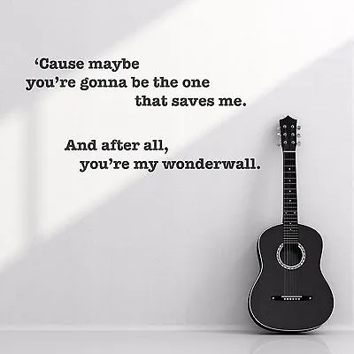 Oasis Wonderwall Rock Band Lyrics Quote Wall Sticker Vinyl Decal Mural Decor • £16.99