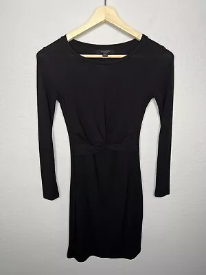 All Saints Womens Sian Dress Size M Black Mini Long Sleeve Twist Front Bodycon • $29.64