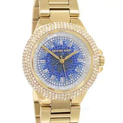 Michael Kors Womens Camille Ombre Pave Gold Watch Blue Crystals Dial Glitz • $134.80