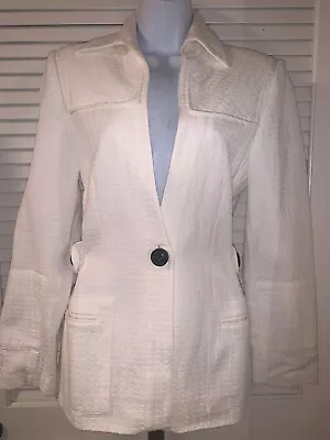 Zang Toi Designer White Blazer Half-belt Size 6 • $105