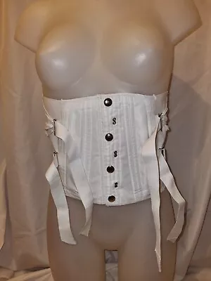 Gorgeous White Underbust Steel Boned Corset Basque Waist Cincher Size 2XL (TV) • £9.99