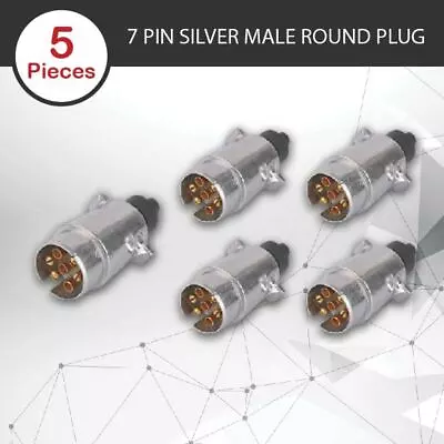 5 X TRAILER PLUG 7 PIN ROUND PLUG MALE CARAVAN TRAILER PART • $22.95