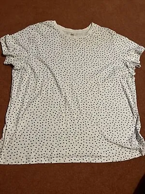 £1.24 • Buy F&F Ladies White And Black Polka Dot Short Sleeve T’shirt Size 20