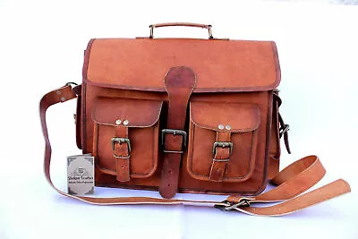 16  Leather Satchel Genuine Vintage Tactical Messenger Shoulder Laptop Briefcase • $76.49