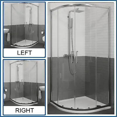 Offset Quadrant Shower Enclosure LH/RH Framed Walk In Corner Cubicle Tray Waste • £299