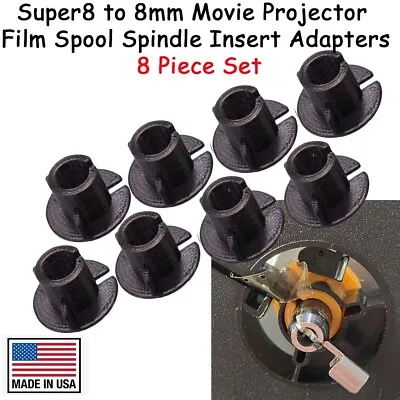 Super8 To 8mm Movie Projector Film Spool Spindle Insert Adapters *8 Set* • $7.95