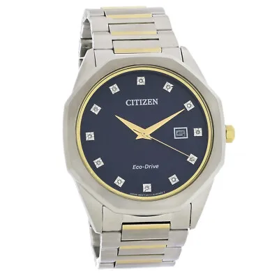 Citizen Eco-Drive Corso Mens Diamond Two-Tone Blue Dial Watch BM7494-51L • $267