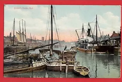 YORKSHIRE HULL QUEEN'S DOCKS.   SHIPPING. BARGES    SAILING VESSELS  Pu 1914 • £2.50