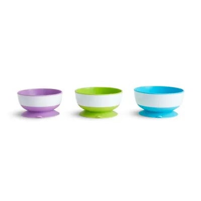 Munchkin Stay Put Suction Feeding Bowls BPA Free Dishwasher & Microwave Safe 3pk • £17.99