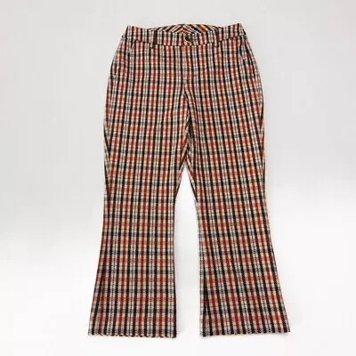 Cabi Jazzy Kick Flare Pants Womens 4 Academia Cropped Plaid Stretch Multicolor • $29.99