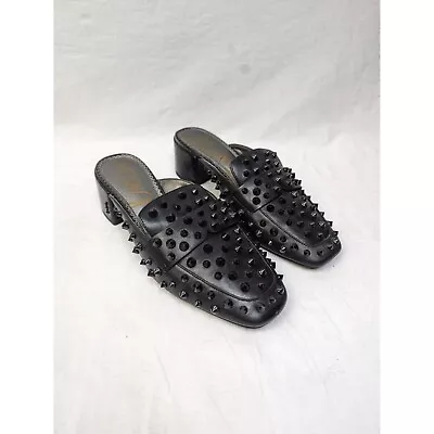 Sam Edelman Women's Augustus Black Leather Spiked Backless Loafers Mules Sz 7 • $19.99