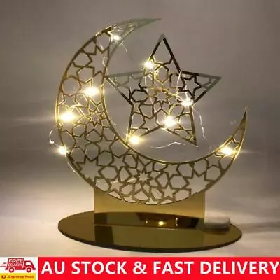 EID Mubarak Ramadan Muslim Acrylic Moon Star LED Light Table Home Party Decor AU • $13.29