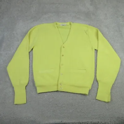 VINTAGE Classics By Palmland Sweater Mens Large Yellow Cardigan Grandpa Acrylic • $28.95