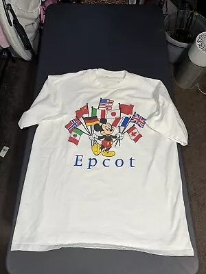 Vintage Disney Shirt Adult Large Mickey Mouse Designs Around The World Epcot Tee • $1