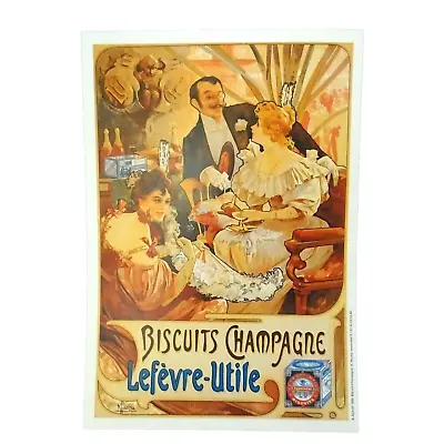 Vintage French Art Poster Print A Mucha Bicuits Champagne 9  X 13  ADAGP 1999 • $12.95