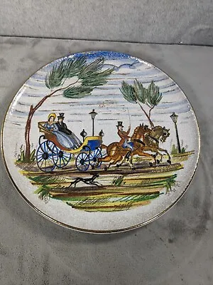 Vintage Hand Painted Italian Horse And Carriage 12” Plate 81/41 Made In Italy • $34.98