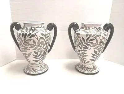 2 Mid Century Modern VTG Hand Painted Urn Style Vases  - Pair • $59