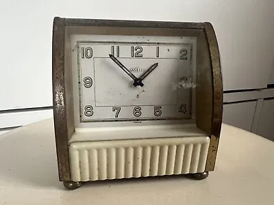 Vintage Angelus 8 Day Two Faced Clock Swiss Art Deco Bakelite Brass • $225