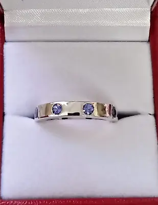 Tanzanite Full Eternity Wedding Ring Set In Sterling Silver CUSTOM MADE • £345