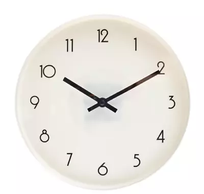 White Plastic Wall Mounted Clock Round Quartz Wall Clock Battery Operated • $4.99