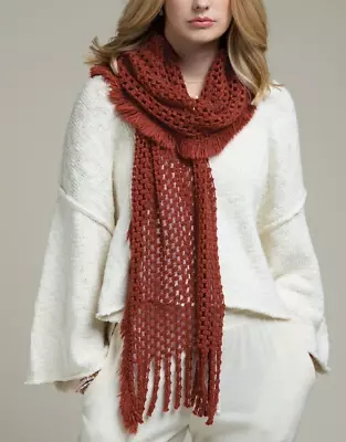 Ruggine Oblong Lightweight Soft Scarf Frayed Tassel Accent Choice Of 3 Colors • $14.99