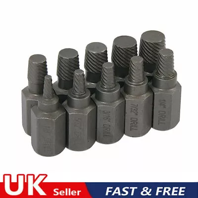 10Pcs Screw Extractor Easy Out Drill Bits Broken Damaged Bolt Stud Remover Set • £7.95