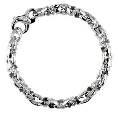 Mens Medium Size Twisted Bullet Style Link Bracelet In 14k White Gold 8.5 Inche • $5040