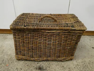 Vintage Cane Carry Basket Box Picnic Travel Storage • $145
