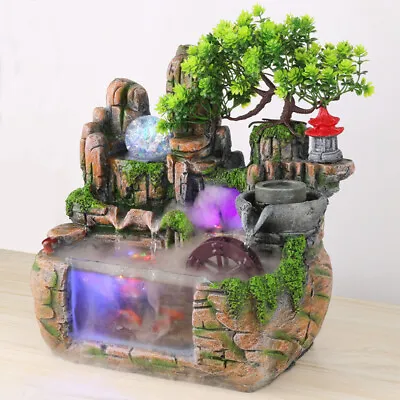 Fountain Rockery Feng Shui Water Sound Fountain Desktop Indoor Waterfall Decor • $47