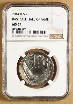 2014 D Baseball Hall Of Fame Commemorative Half Dollar NGC MS69 • $29