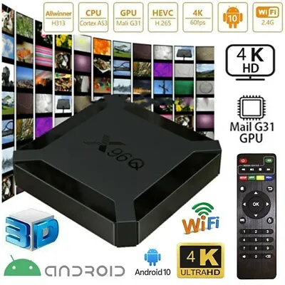 X96Q H313 Quad Core 2+16GB Android 10.0 OS 4K TV BOX 2.4G WIFI HDMI Media Player • $28.53