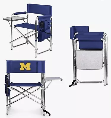 Michigan Wolverines Sports Chair Navy Blue With Side Table By Oniva Picnic Time • $79.99