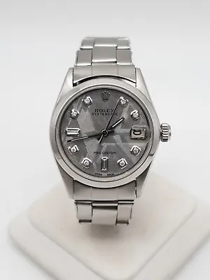 Estate $12000 ROLEX OYSTERDATE 34mm METEORITE DIAMOND Mens SS Watch SERVICED • $1700