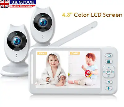 Campark Baby RoomView Video Baby Monitor With 2 Cameras 4.3  LCD Split Screen IR • £79.99