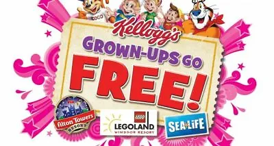 Kelloggs Merlin 2 For 1 Voucher Legoland Warwick Castle Bear Grylls Use By June • £3.45