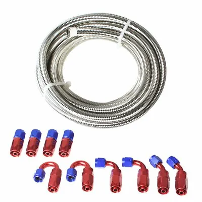 20ft Braided Fuel Hose Line W/ Swivel Hose End Fitting Kit 4AN-6AN-8AN-10AN-12AN • $32.19