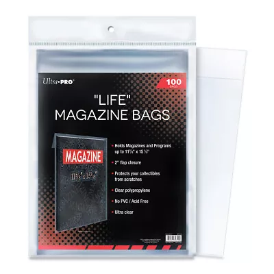 (100) Ultra Pro Life Magazine Storage Bags - Program Sleeves 11 1/8  X 15 1/8  • $31.88