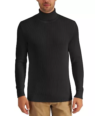 Club Room Mens Textured Cotton Turtleneck Sweater Black 3XL • $17.49