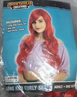 Halloween Wigs Long Dark Red Little Mermaid Ariel Curly Wavy Cosplay Wig • $18