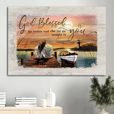 Couple Poster Romantic Couple Sunflower Boat Sunset - Gift For Couple  Lov... • £19.68