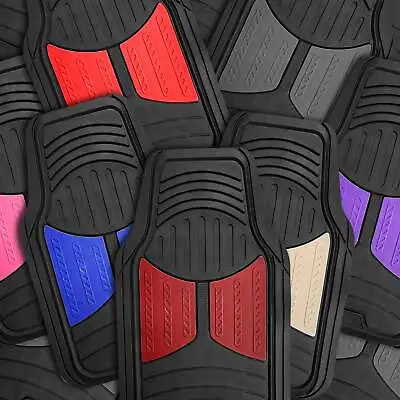 $29.99 • Buy FH Group Rubber Car Floor Mats 2-Tone Design Heavy Duty All Weather - 4 Pc Set