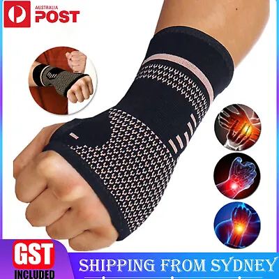 Copper Wrist Support Splint Carpal Tunnel Syndrome Sprain Strain Brace Sleeves • $6.98