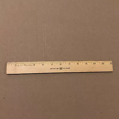 Vintage 1960s 12  Wooden Ruler Westcott NO.R 501-12 Metal Edge USA Made • $10